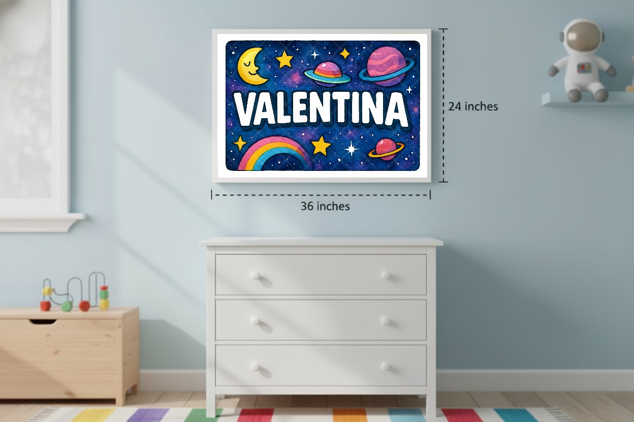 Personalized space name art for Valentina