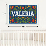 Valeria Name Art - Floral Farmhouse personalized wall print for kids