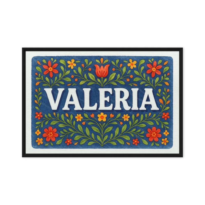 Valeria Name Art - Floral Farmhouse personalized wall print for kids