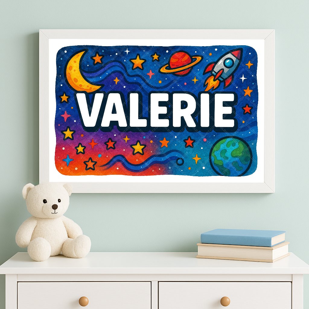 Personalized space name art for Valerie