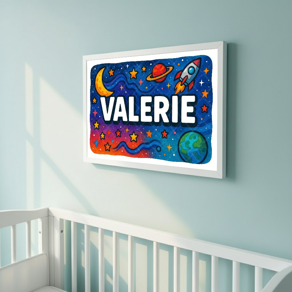 Personalized space name art for Valerie
