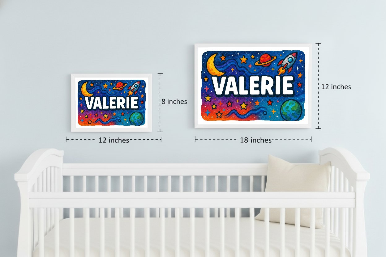 Personalized space name art for Valerie