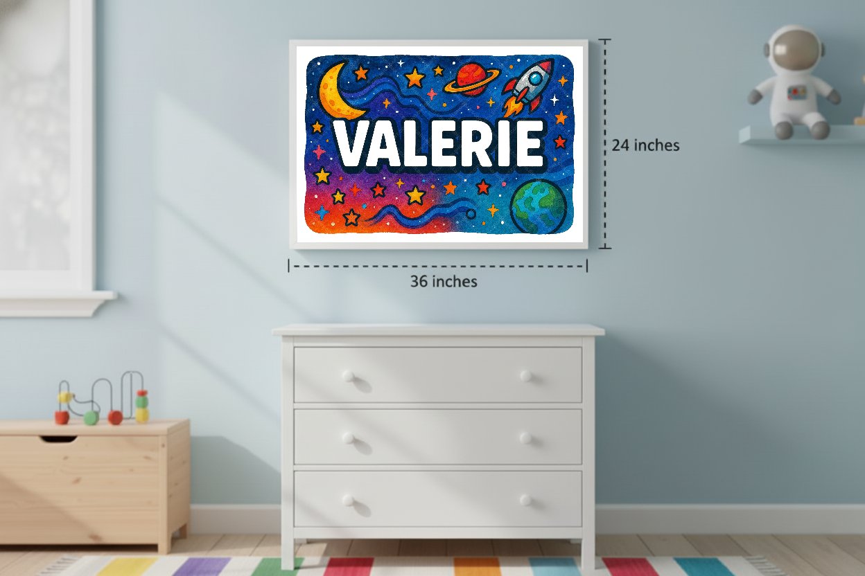 Personalized space name art for Valerie