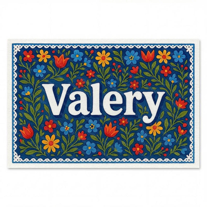 Valery Name Art - Floral Farmhouse personalized wall print for kids