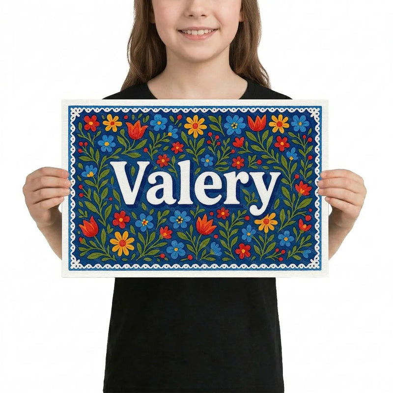 Valery Name Art - Floral Farmhouse personalized wall print for kids