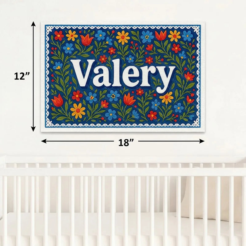 Valery Name Art - Floral Farmhouse personalized wall print for kids