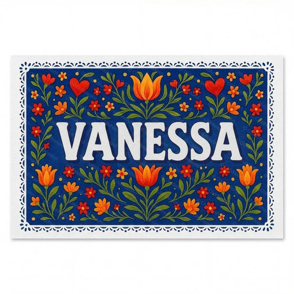 Vanessa Name Art - Floral Farmhouse Personalized Wall Art