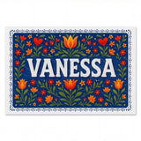 Vanessa Name Art - Floral Farmhouse personalized wall print for kids