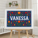 Vanessa Name Art - Floral Farmhouse personalized wall print for kids