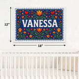 Vanessa Name Art - Floral Farmhouse personalized wall print for kids