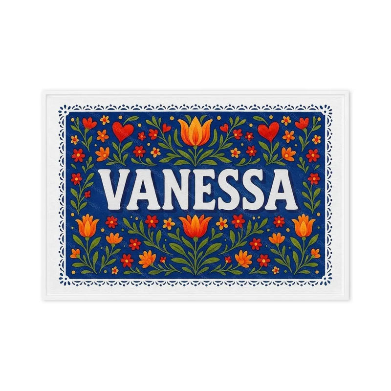 Vanessa Name Art - Floral Farmhouse personalized wall print for kids