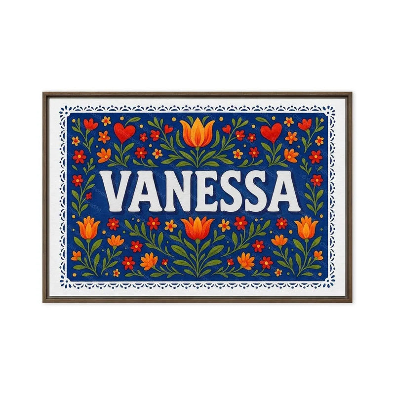 Vanessa Name Art - Floral Farmhouse personalized wall print for kids