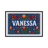 Vanessa Name Art - Floral Farmhouse personalized wall print for kids