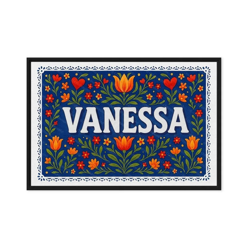 Vanessa Name Art - Floral Farmhouse personalized wall print for kids