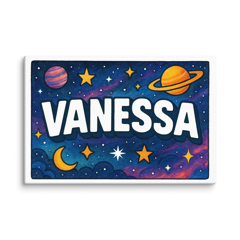 Vanessa Name Art - Space Explorers personalized wall print for kids