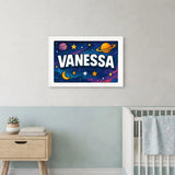 Vanessa Name Art - Space Explorers personalized wall print for kids