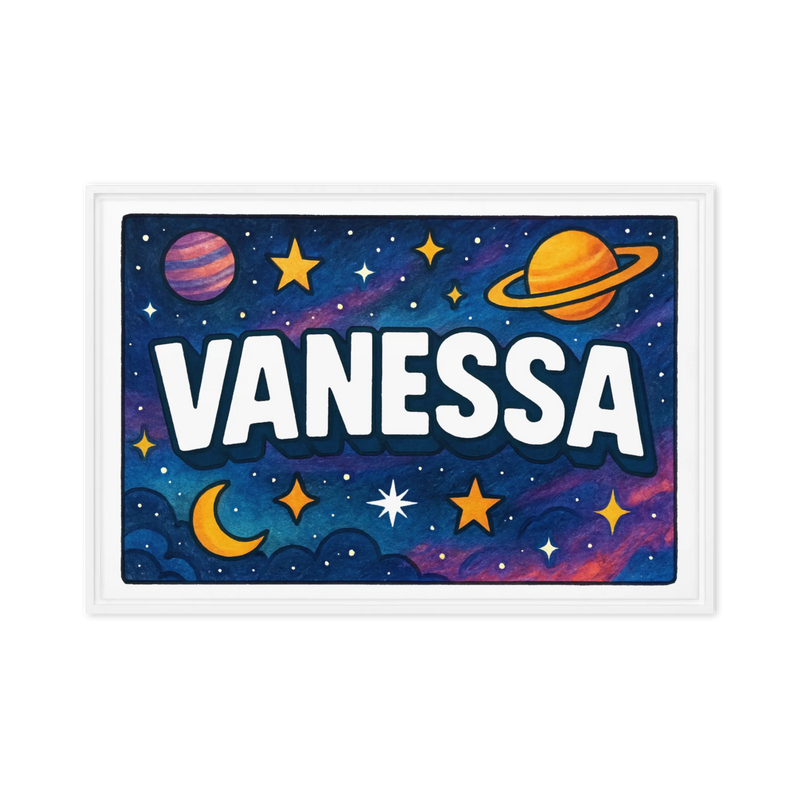 Vanessa Name Art - Space Explorers personalized wall print for kids