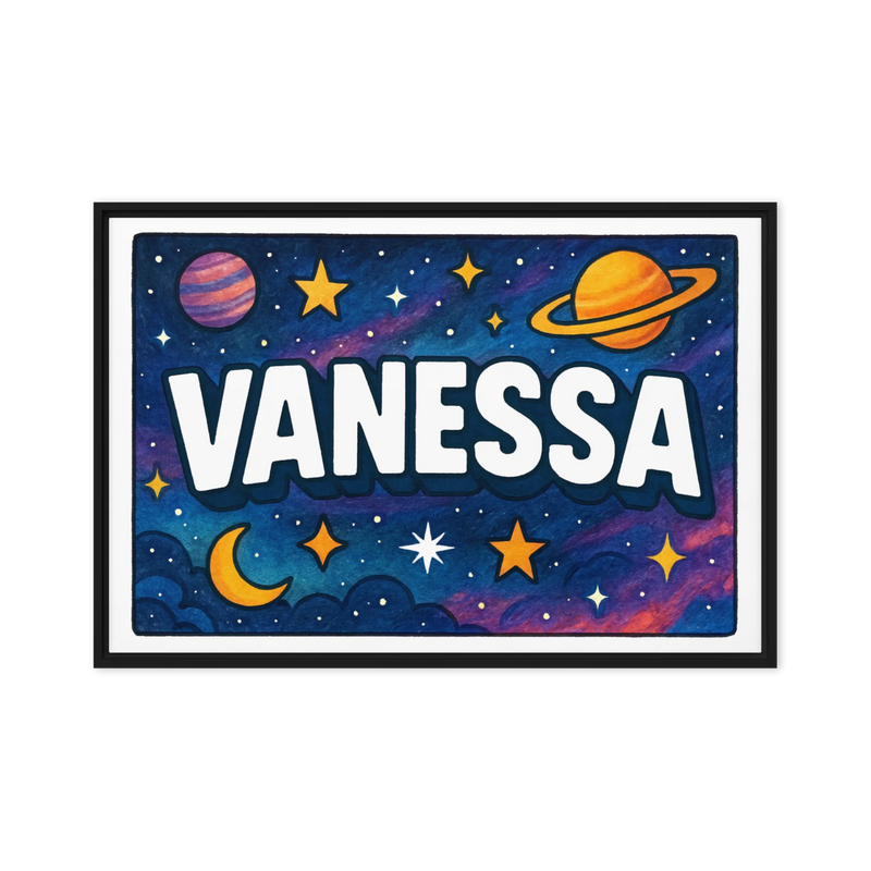 Vanessa Name Art - Space Explorers personalized wall print for kids