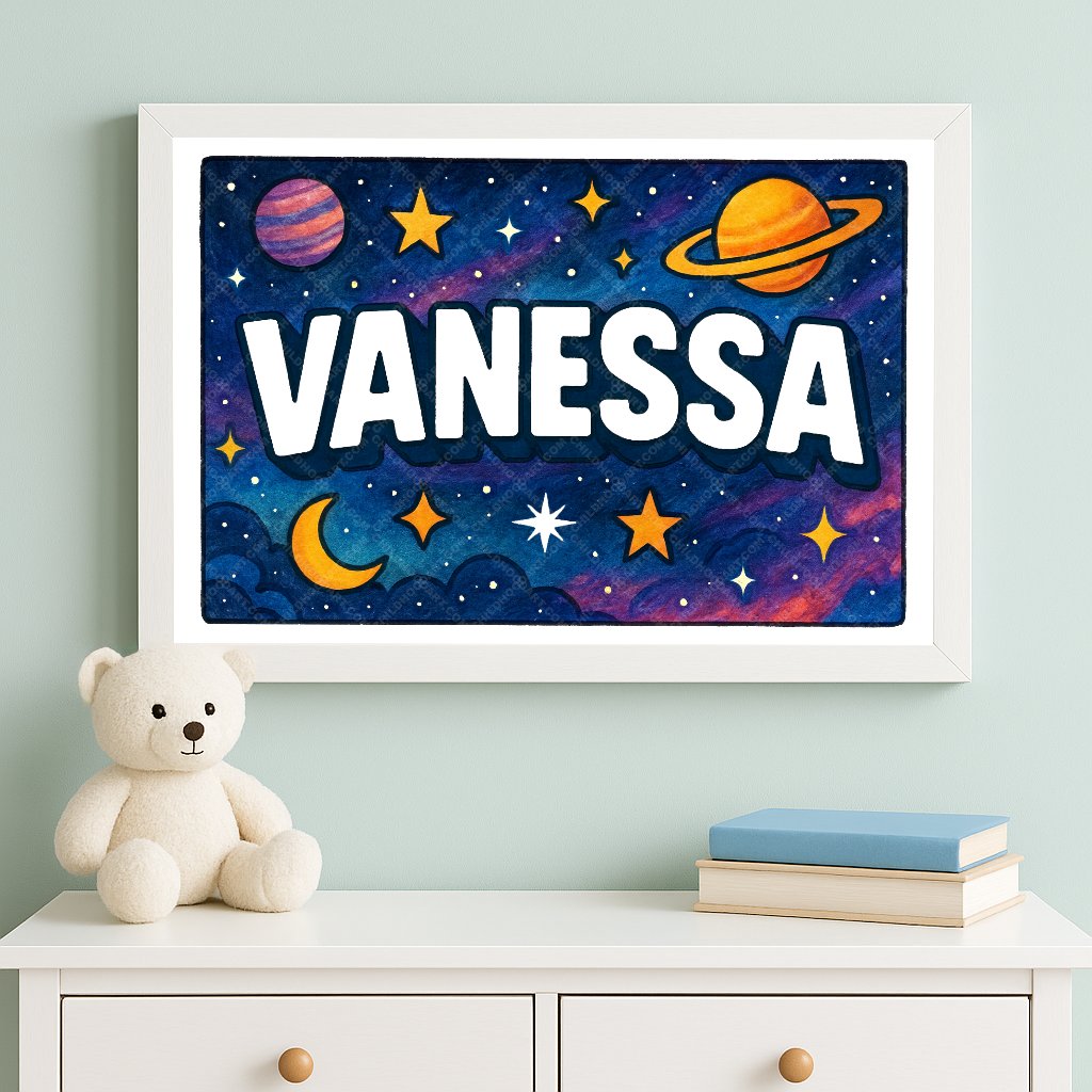 Personalized space name art for Vanessa