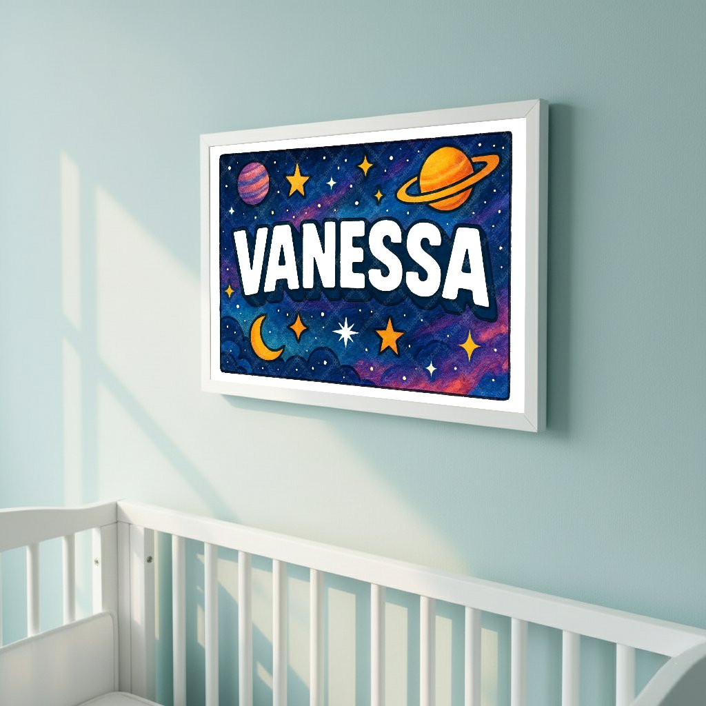 Personalized space name art for Vanessa
