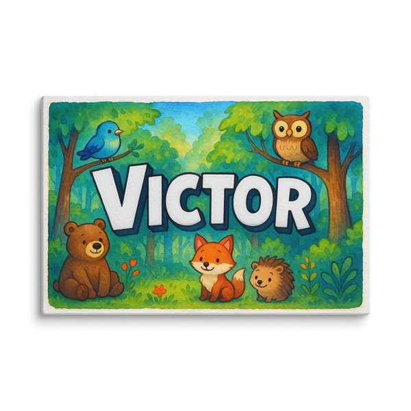 Victor Name Art - Forest Friends Personalized Wall Art