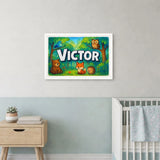 Victor Name Art - Forest Friends personalized wall print for kids