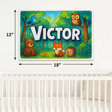 Victor Name Art - Forest Friends personalized wall print for kids