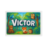 Victor Name Art - Forest Friends personalized wall print for kids