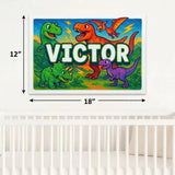 Victor Name Art - Dinosaur Adventure personalized wall print for kids
