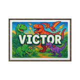 Victor Name Art - Dinosaur Adventure personalized wall print for kids