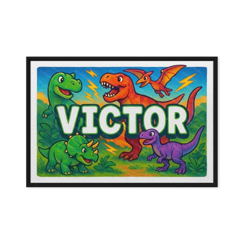 Victor Name Art - Dinosaur Adventure personalized wall print for kids