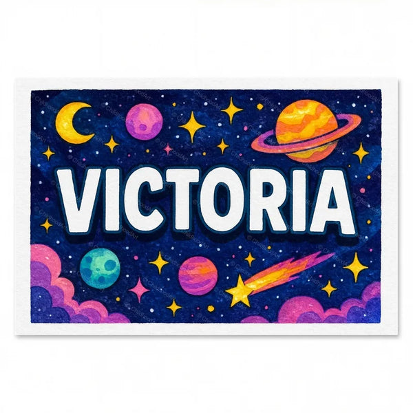 Victoria Personalized Space Explorer Name Art
