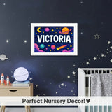 Adventurous personalized space name art for Victoria