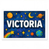 Adventurous personalized space name art for Victoria