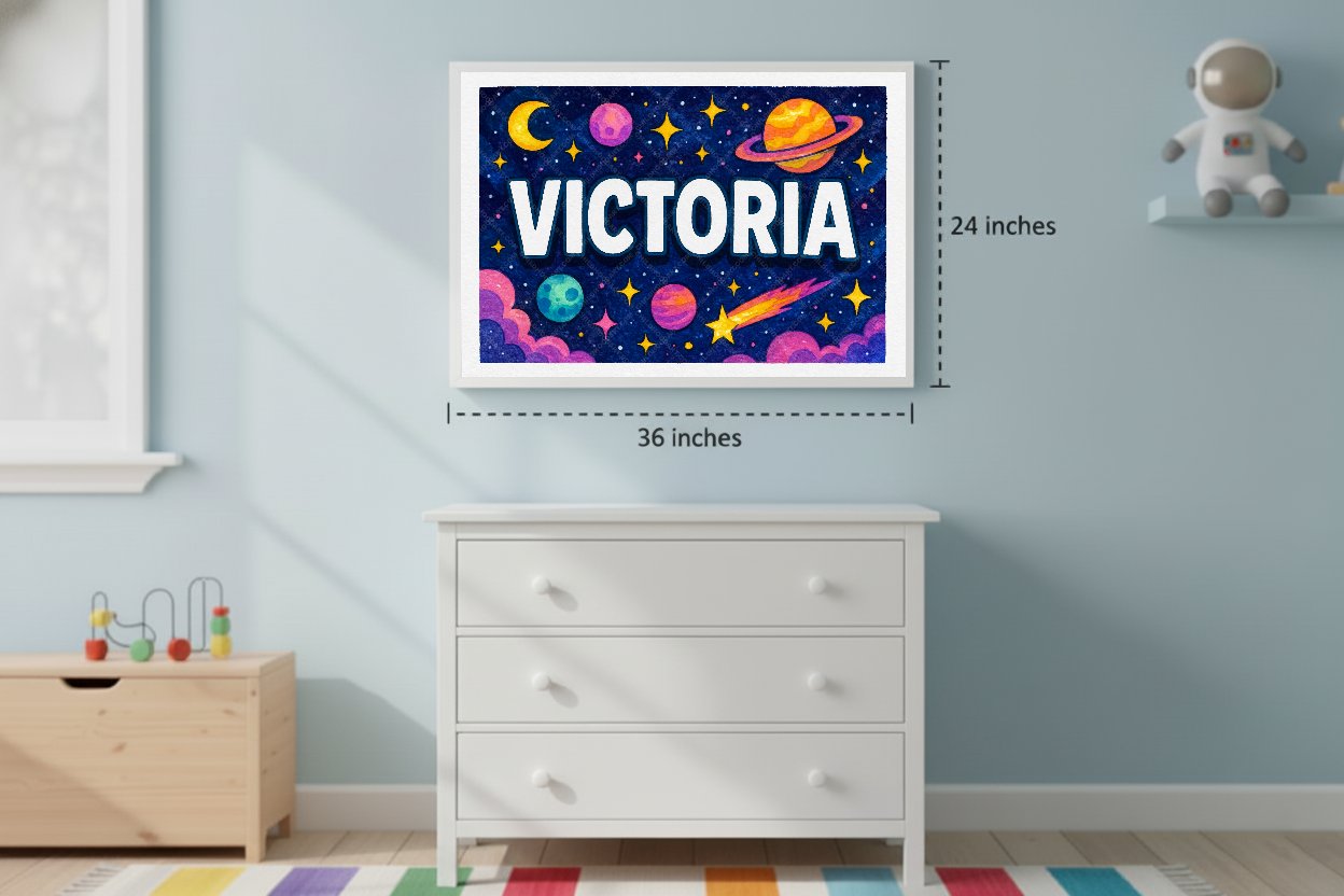 Personalized space name art for Victoria