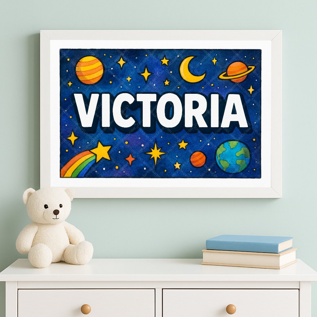 Personalized space name art for Victoria