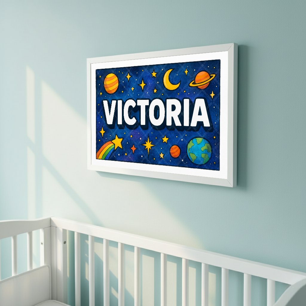 Personalized space name art for Victoria