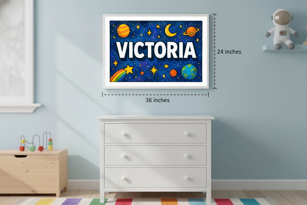 Personalized space name art for Victoria