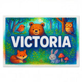 Calm personalized woodland name art for Victoria