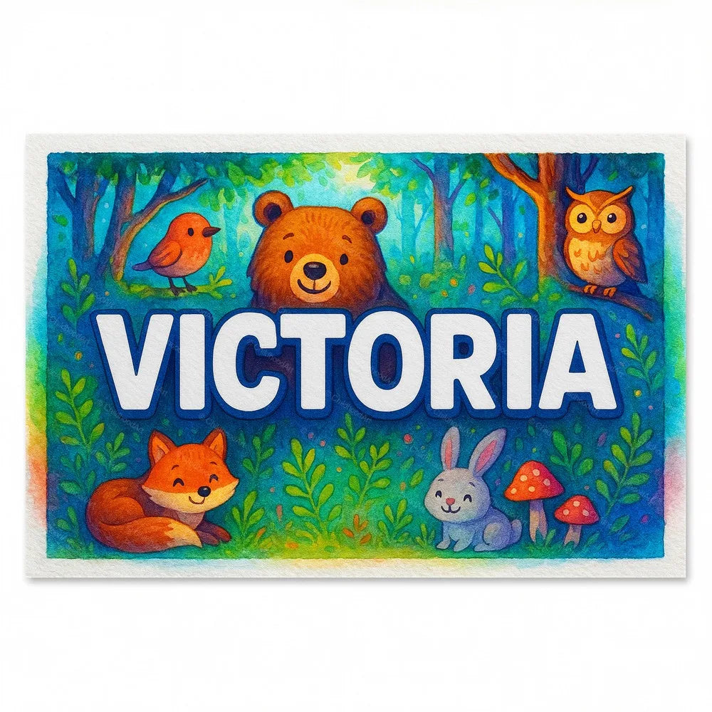 Victoria Personalized Forest Friends Art - Full size image