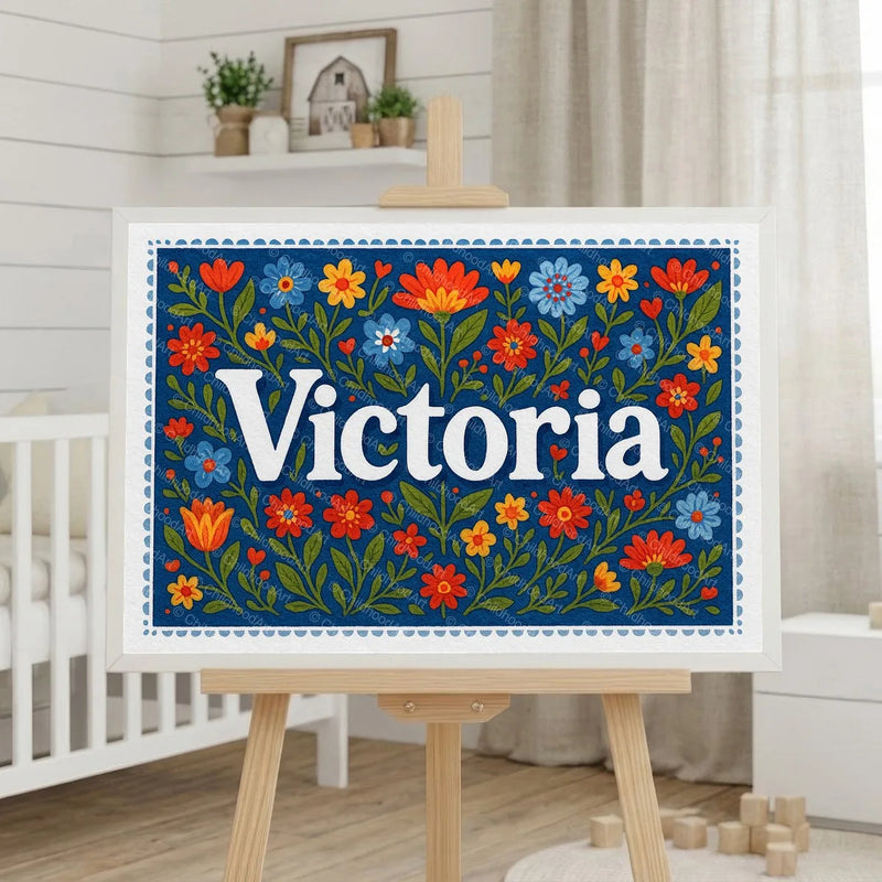 Calm personalized name art for Victoria