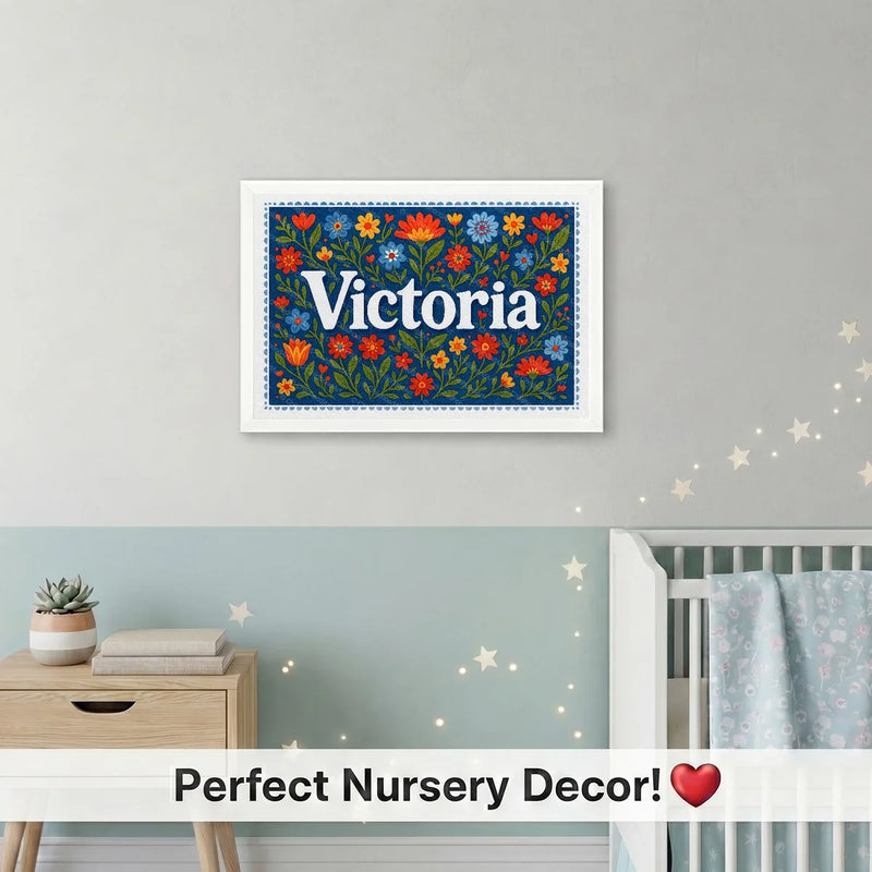 Calm personalized name art for Victoria