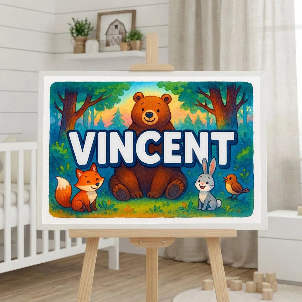Forest Friends personalized name art preview