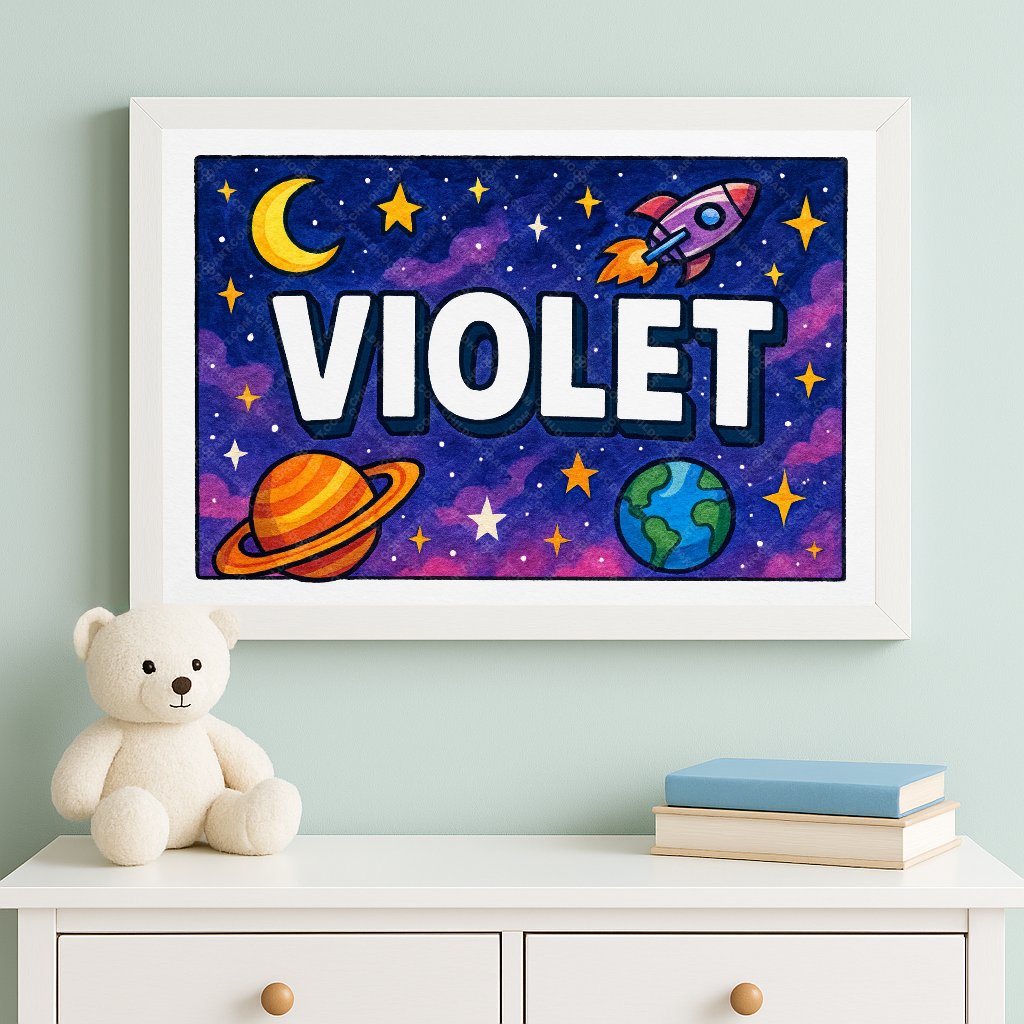 Personalized space name art for Violet