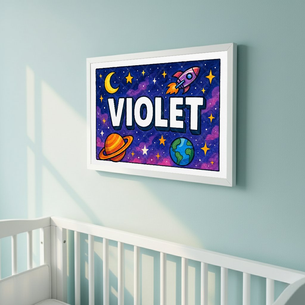 Personalized space name art for Violet