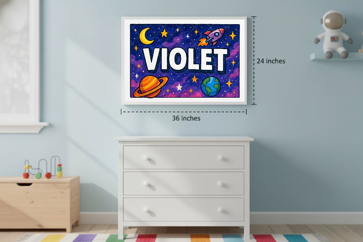 Personalized space name art for Violet