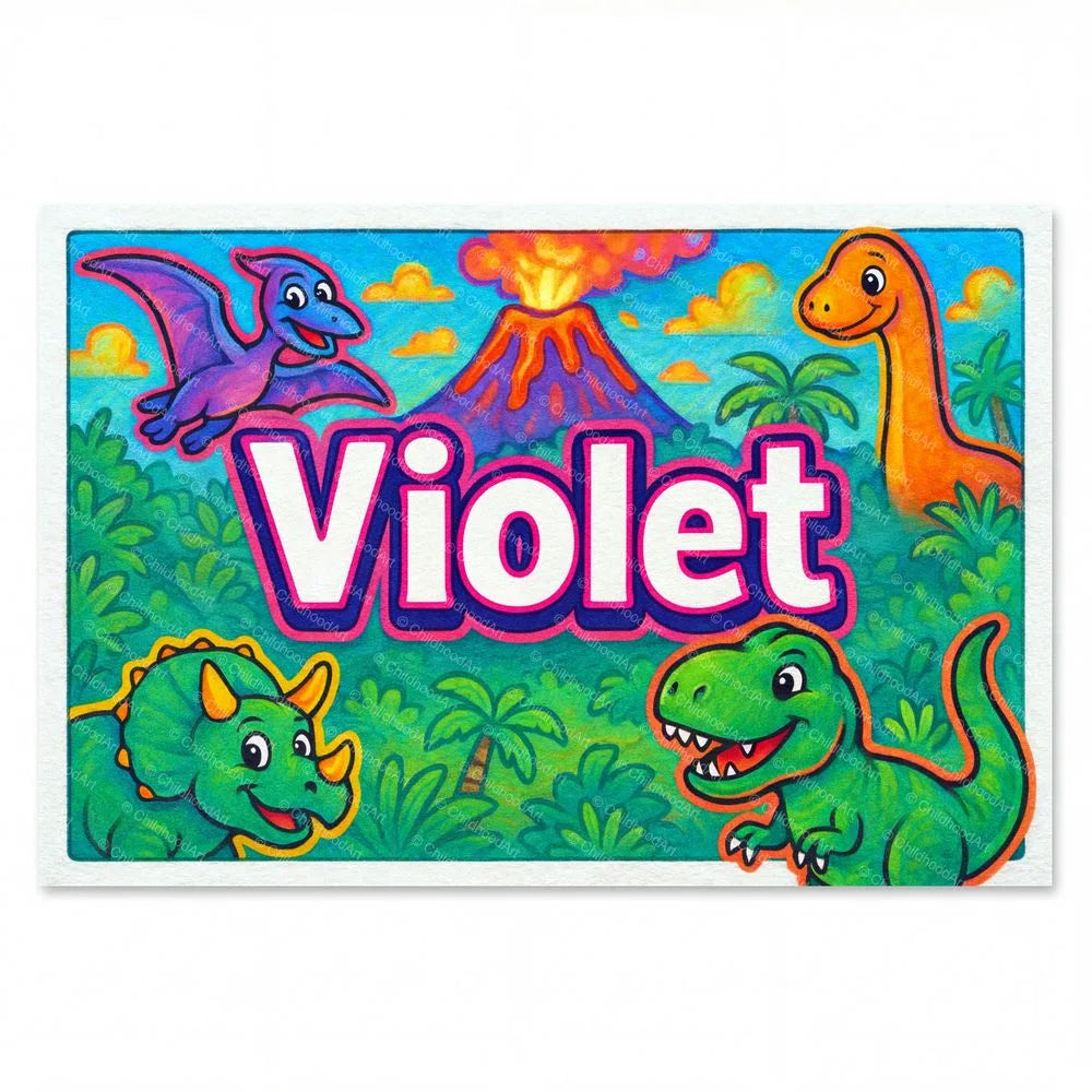 Violet Personalized Dinosaur Art - Full size image