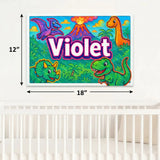 Adventurous personalized dinosaur name art for Violet