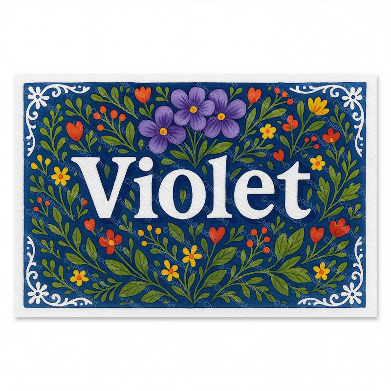 Calm personalized name art for Violet