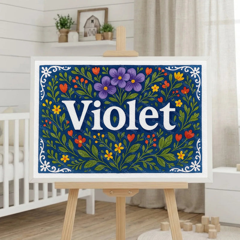 Calm personalized name art for Violet